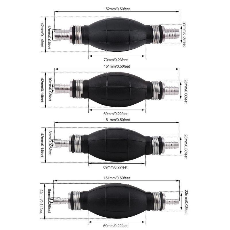Universal Fuel Pump Rubber Manual Liquid Oil Transfer Pump Petrol Diesel Hand Primer Bulb for Car Marine Outboard 6/8/10/12mm