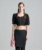 320SHOWROOM Linen Puff Zipper Crop Blouse Black