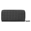 Jiamida Genuine Leather Woven Long Clutch with Multi-Card Slots and Coin Pouch