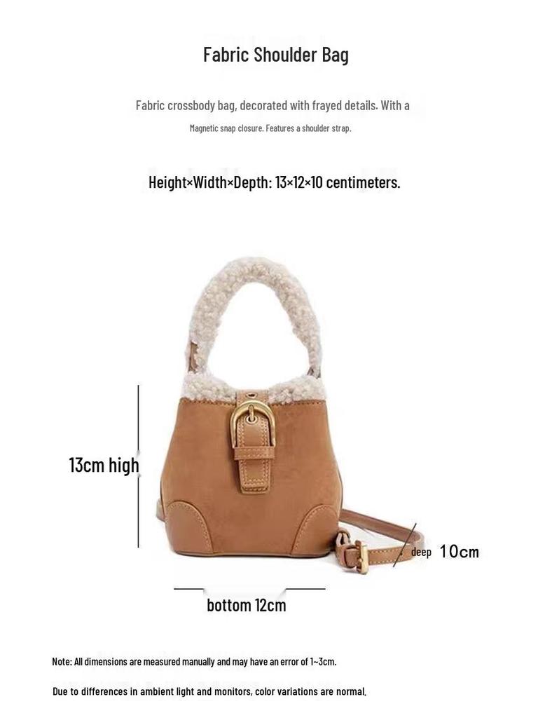 Xiaohongshu Retro Myra Cute Lambswool Bucket Bag - Small Versatile Autumn/Winter Handbag & Shoulder Bag