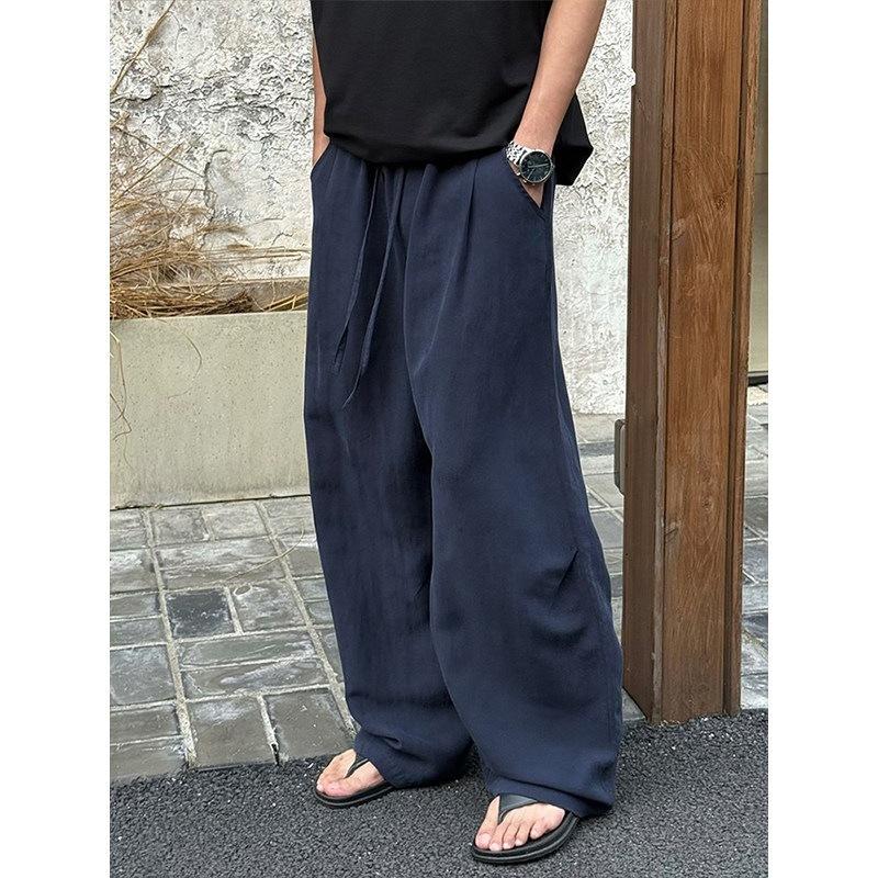 Linen old money wind pants men's and women's summer thin loose drape loose wide leg pants high sense scimitar casual pants