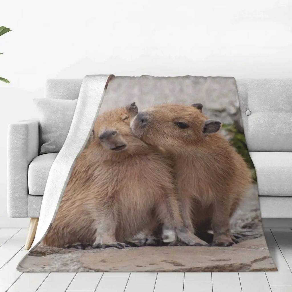 Capybara Lover Blanket Fleece All Season Kawaii Animal Breathable Warm Throw Blankets for Bedding Bedroom Quilt