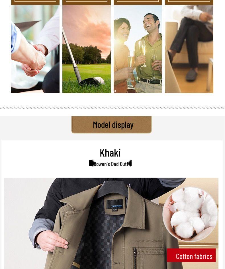 Men's Mid-Aged Full Fleece Jacket - Spring/Autumn Lapel Button Outerwear, Dad's Style Top, Grandpa's Clothing.