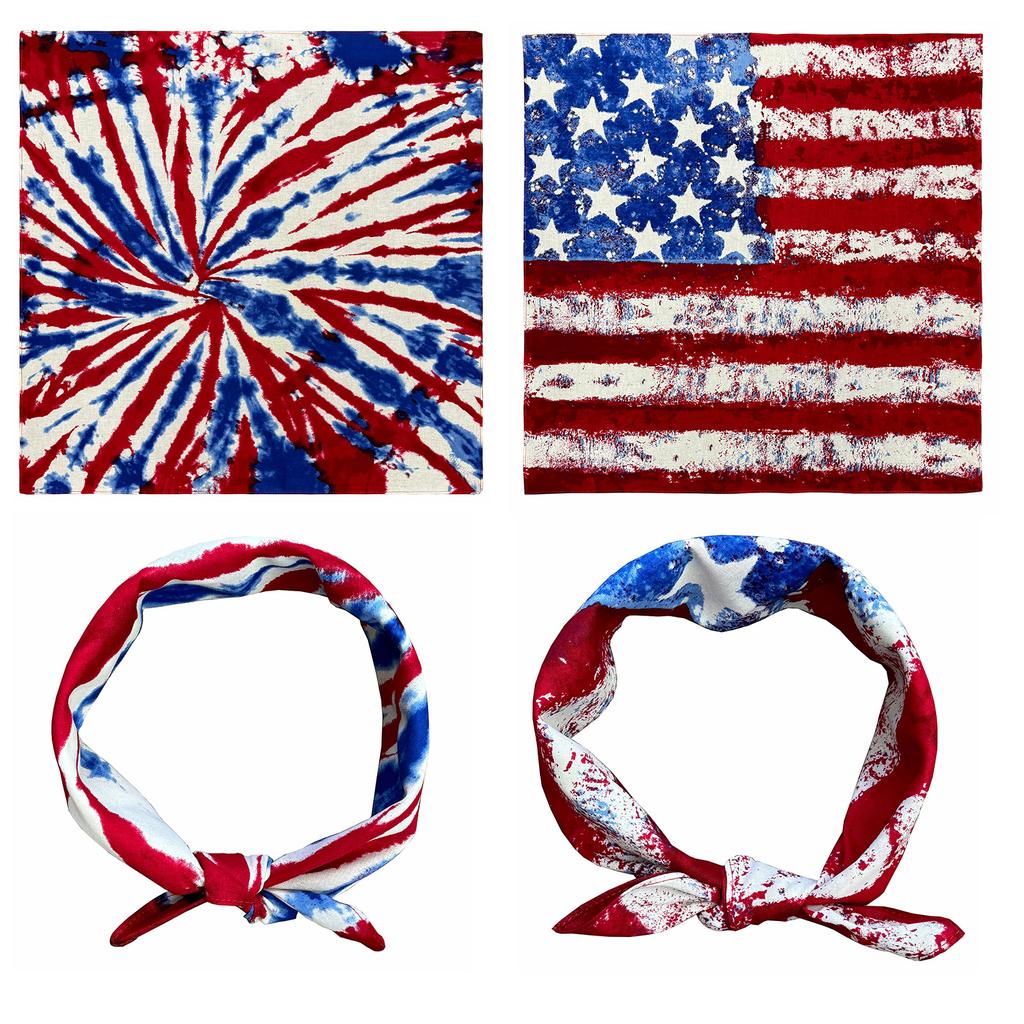 21inch US Flags Printed Bandannas for Street Dance IndependenceDay Headscarf Adult Unisex Bandana Hiphop Head Kerchiefs