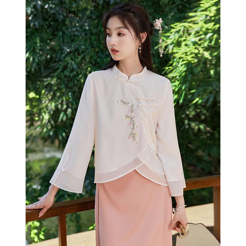 Sishui Nianhua Women's Elegant Long-Sleeve Skirt Set