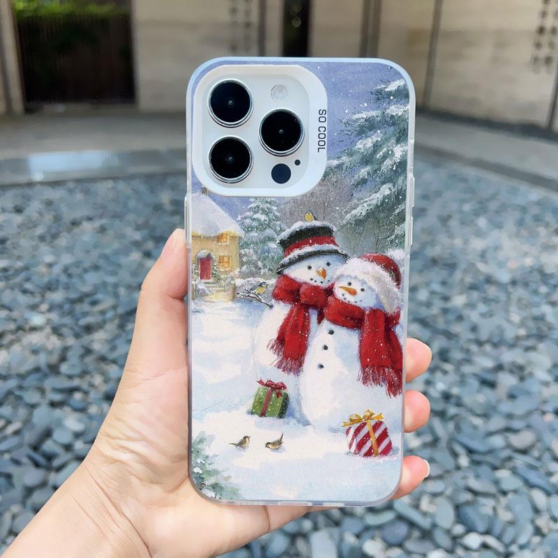 Christmas Snow Tree Phone Case For iPhone 16 Pro Max 15 14 13 12 11 Pro Max 13 Mini 15 14 Plus Shockproof Laser Back Cover Funda