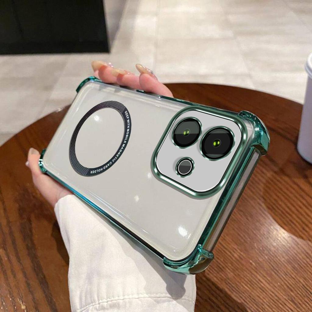 Case for OPPO A5 Pro 4G/5G Clear Magnetic Casing Electroplated Lens Frame Phone Cover