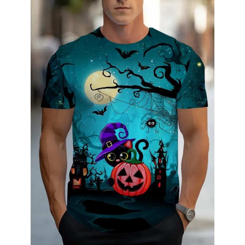 

Мужская футболка с принтом на тему Хэллоуина, спортивная футболка с коротким рукавом и круглым вырезом для летних тренировок на открытом воздухе, мужская одежда 6XL