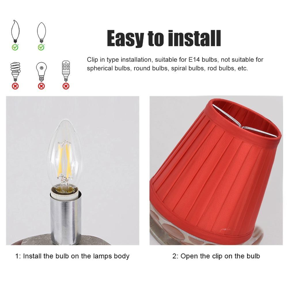 

2PCS Clip On Design Small Lamp Shade White/Yellow/Red Barrel Fabric Lampshade Bedroom