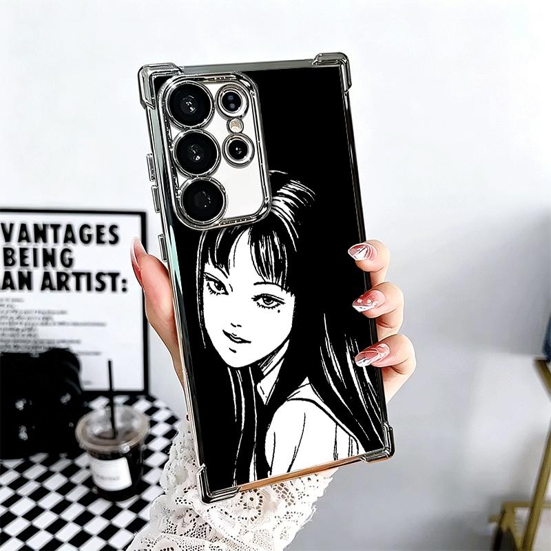 Japanese Horror Anime Plating Phone Case For Samsung Galaxy S24 S25 FE S26 Edge S23 Ultra S22 S21 Plus S20 Anti-Fall Airabag Cov