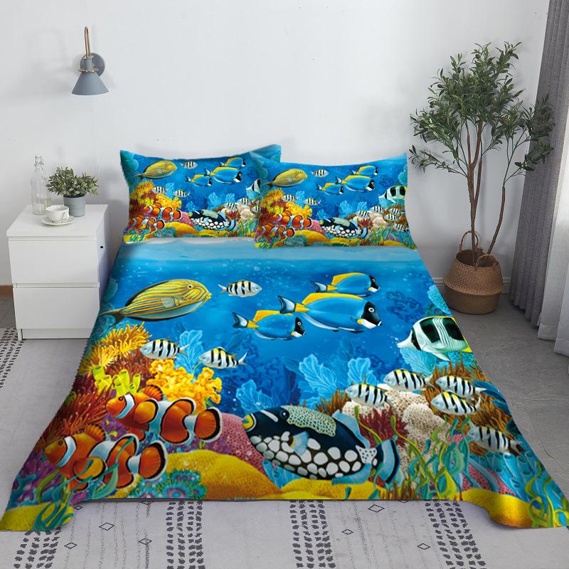 

Comforter 2/3Pcs Marine Organism Bed 3D Printing Underwater World Polyester Bed With 1/1.2/1.35/1.5/1.8/2M Comforter (quilt)-EU Single(135*200cm)3pcs