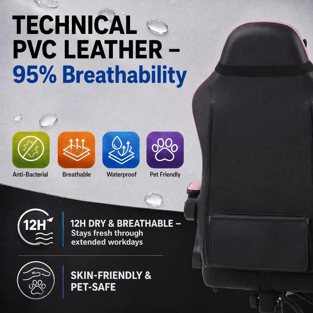 Ergonomic Business Gaming Chair with Lumbar & Neck Support, Adjustable Footrest, 300 Lbs Capacity (136 Kg), 360 Degrees Swivel