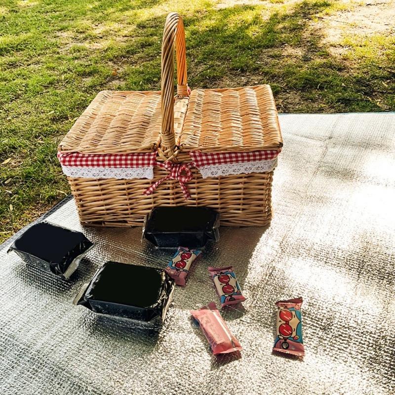 Handwoven Picnic Hamper with Lid and Liner Handwoven Storage Basket for Vegetables and Fruit Home Decoration Tool