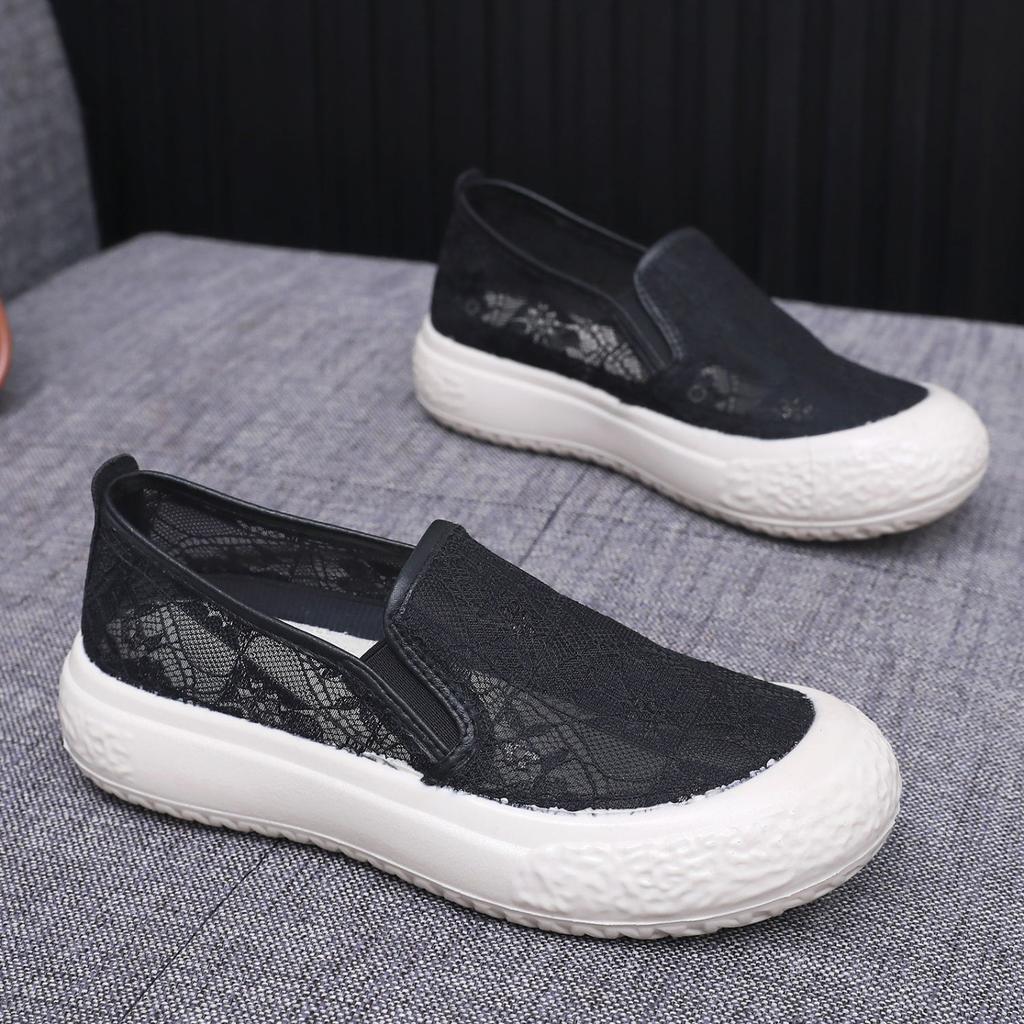 Flat Shoes 2025 Spring and Summer New Women's Flat Canvas Casual Fashion Student High Heels Soft Sole Ethnic Style