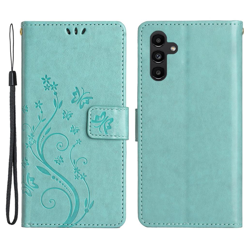 For Samsung Galaxy S24 FE Phone Case Butterfly Flower Imprinted Leather Flip Cover
