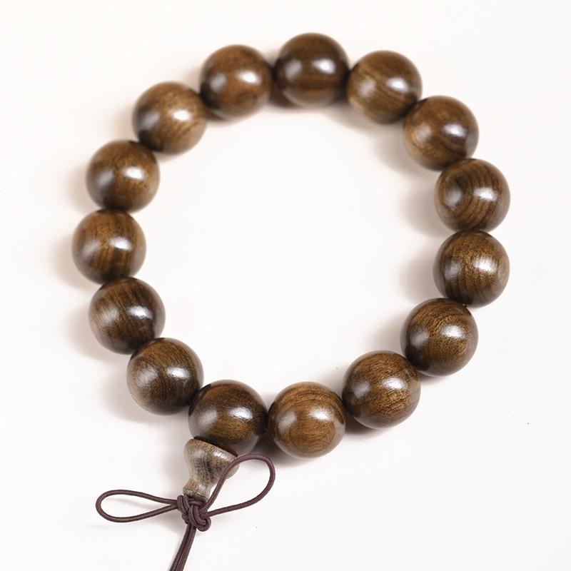Sichuan Golden Silk Nanmu Ebony Bracelet - Intricate Wenwan Ornament with Perfect Style