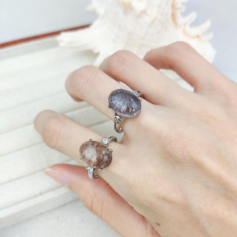 Adjustable Natural Crystal Tiger Eye Ring in Coffee Color