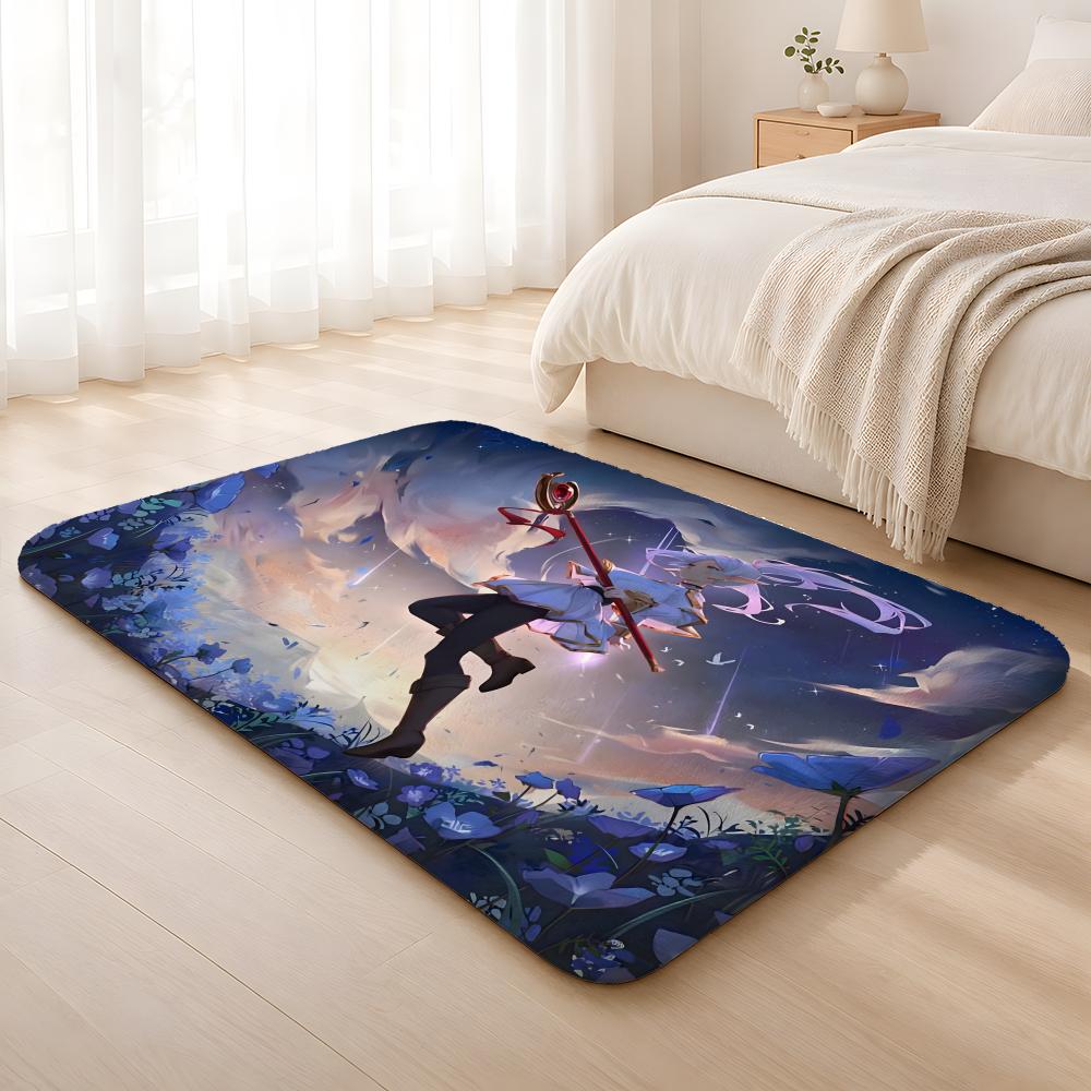Anime F-Friend Cute Floor Mat Machine Washable Soft Flannel Area Rug, Non-Slip Absorbent Floor Mat for Living Room Bedroom