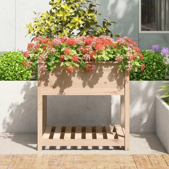 VidaXL Jardinière avec étagère 82,5x82,5x81 cm Bois massif de pin 823794