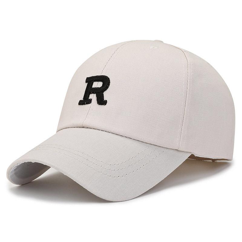 R Embroidery Letter Baseball Hat Outdoor Sun Protection Breathable Cap Peaked