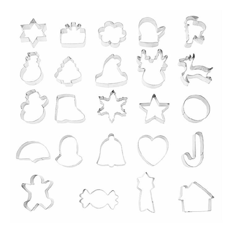 

24 шт. Форми для печива Різдвяні форми для вирізання печива 430 Нержавіюча сталь Форми для печива Кухонне приладдя Підходить для випікання 1