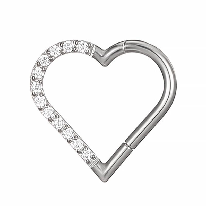 Steel Hinged Segment Hoop CZ Stone Nose Ring Nipple Clicker Ear Cartilage Tragus Helix Lip Earring Piercing Body Jewelry