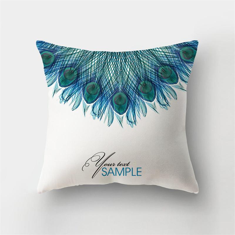 Peacock Feather Printed Pattern Cushion Cover for Home Living Room Sofa Car Bedroom Decoration Pillow Cover