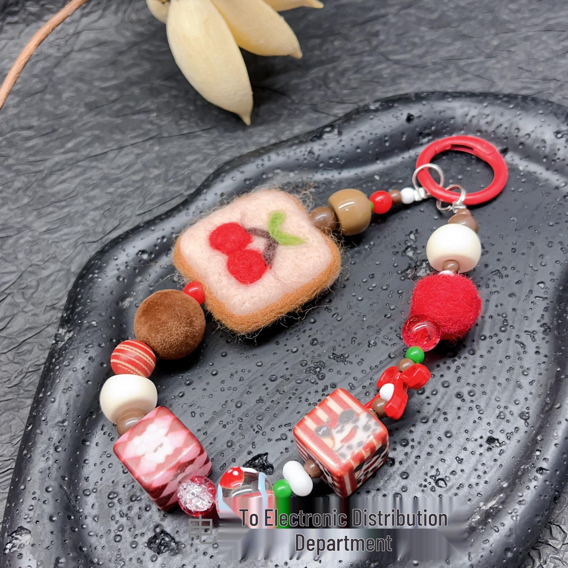 

Cherry Toast Plush Felt Phone Charm and Lanyard
