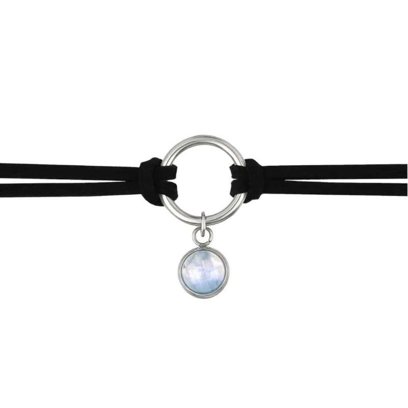 Retro Charm Moonstone Pendant Adjustable Black Velvet Choker Necklace for Women Astronomical Fantastic Aesthetics Jewelry Gifts