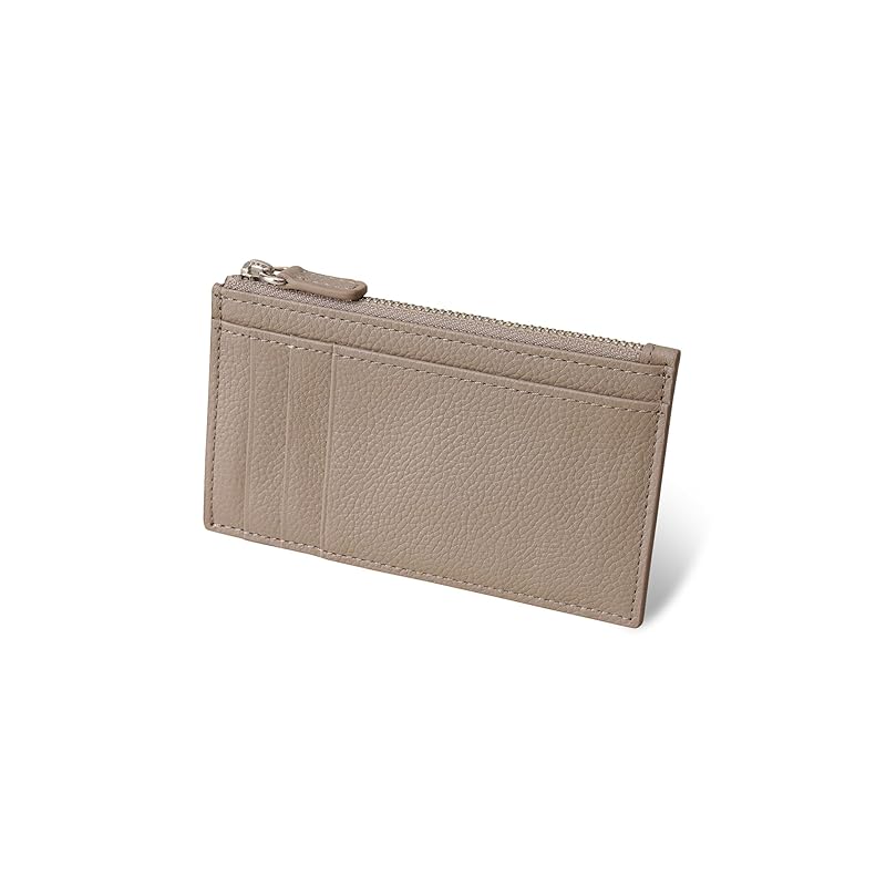 

[Business Leather Factory] Smart Wallet Water repellent original leather cow leather unisex thin coin purse 3 cards YKK zipper (sand beige)