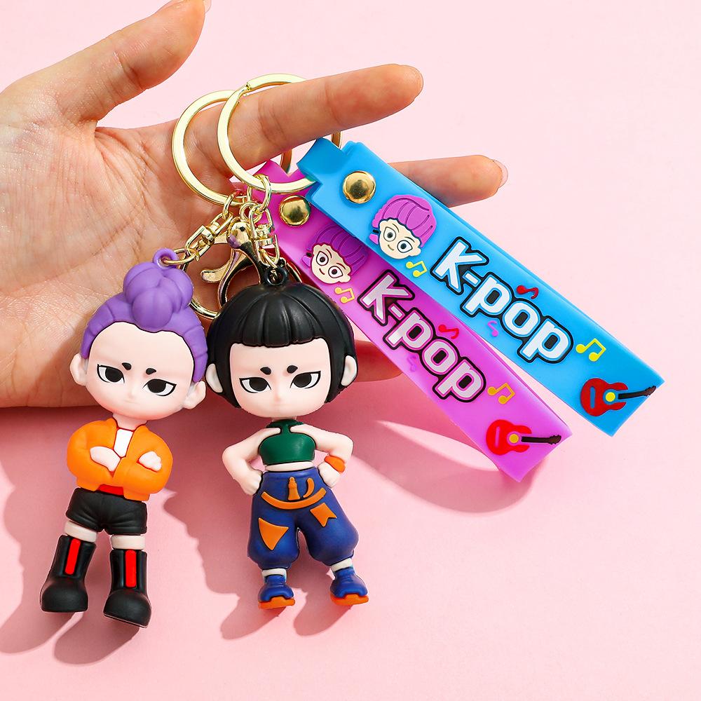 KPOP Demon Hunters Keychain, Tiger Character PVC Figure Keychain, Cute Harajuku Style Key Ring for Kids & Fans Halloween