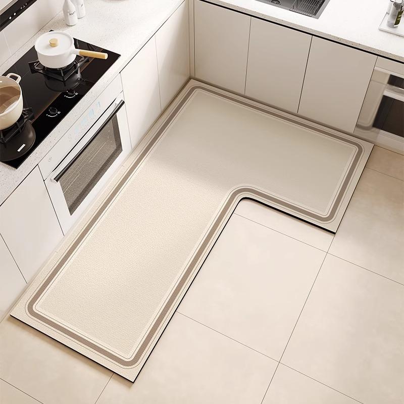 L-shaped Diatom Mud Easy To Clean Foot Pad High-quality Dirt-resistant Anti-slip Pad Household Water-absorbent Oil-absorbent Floor Mat