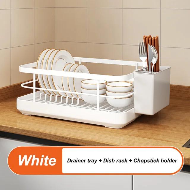 Kitchen Dish Storage Drainer Bowl Rack Sink Shelf Multifunctional Dish Drainer Countertop Chopsticks and Dishes Organizer