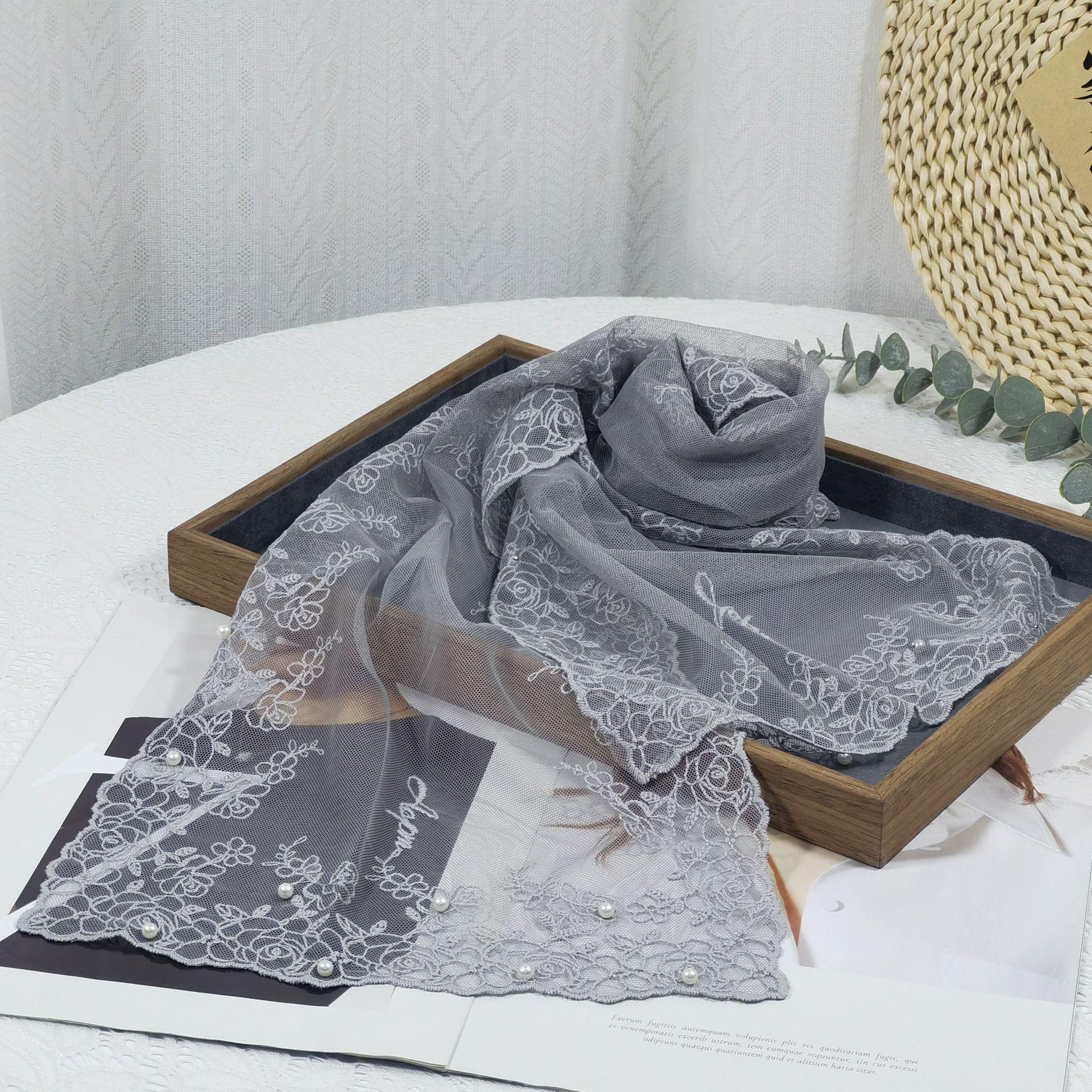 

Зарубежный стиль Внешний шарф Стример Тонкая сетка Женский Универсальный Литературный Объемная вышивка Жемчужное кружево Шаль Тренд 150 30cm