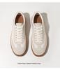 Men's Old Money Style Low-Top Breathable Cowhide Spliced Linen White Skate & Running Shoes