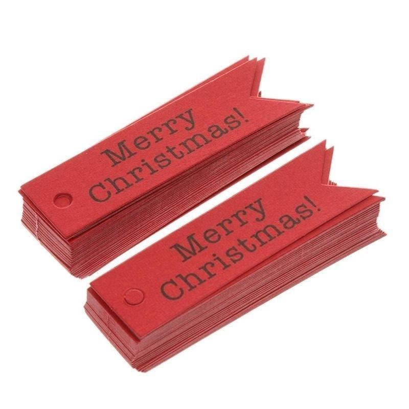 100 pcs 2*7cm Christmas Merry Christmas! Fishtail Flag Tag DIY Baking Gift Label