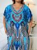 EDOLYNSA Niebieska damska długa sukienka Kaftan w stylu boho, oversize, wakacje na plaży, gorąco sprzedająca się narzutka na strój kąpielowy, szykowna, oddychająca sukienka domowa
