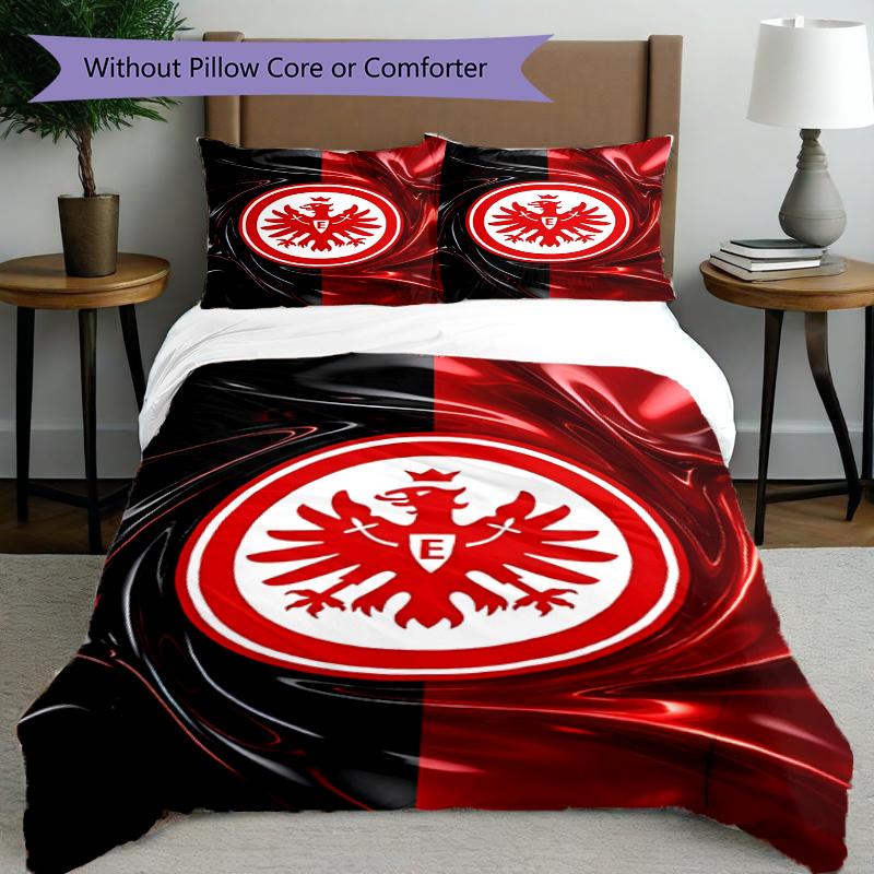 3-teiliges Bettbezug-Set (1 * Bettbezug + 2 * Kissenbezug, ohne Kern), Eintracht Frankfurt Bettwäsche-Set mit Aufdruck, Schlafzimmerdekoration, Ganzjahres, Geburtstagsgeschenk