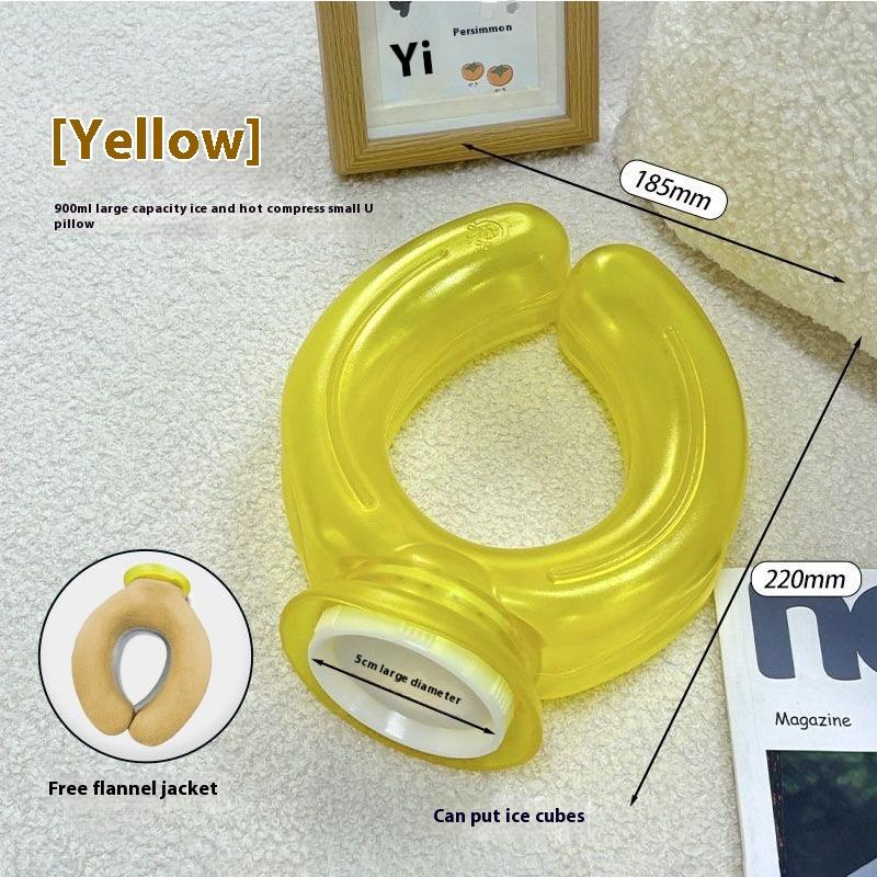 

U-Shaped Fit Neck Protection Water Bottle Cold Compress Pvc Cold Water Bag Neck Protector For Outdoor Camping Home жёлтый