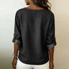 Top Pulover Casual cu Mânecă Lungă pentru Femei Aspect Denim Gât Rotund Bluză Detaliu Nasturi Fante Laterale Material Ușor Croială Relaxată