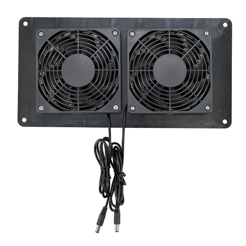 12V Twin Fan Ventilator 3000RPM DC5.5x2.1mm Input with 1 to 2 Split Cable Perfect for Dog Houses, Chicken Shelters Fan