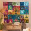 VIKAMA Levensboom Meditatie Collage Wandkleed Bohemien Yoga Zen Wanddecoratie voor Slaapkamer Yoga Studio Gastenverblijf Decor