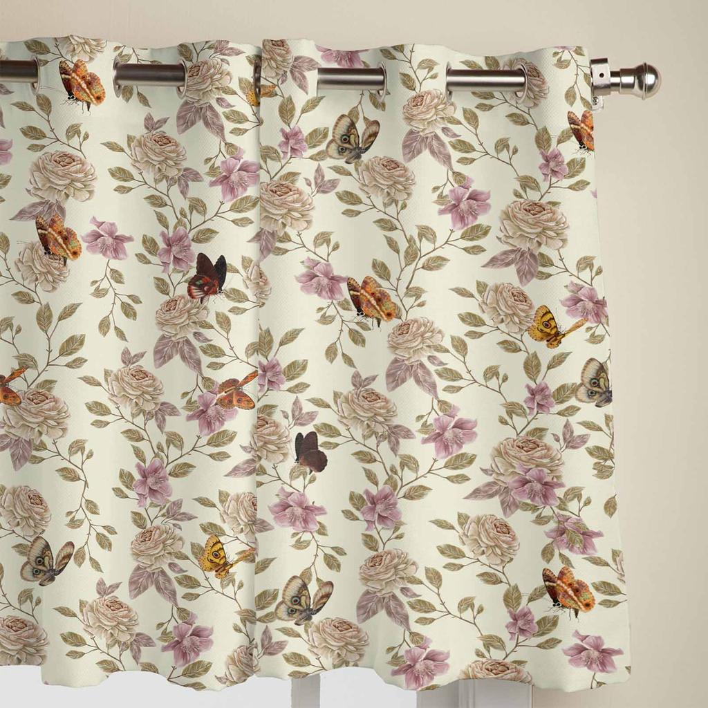 Blumen Blätter Schmetterling Retro Fenster Vorhänge für Wohnzimmer Luxus Schlafzimmer Vorhang Küche Jalousien Vorhänge Vorhänge