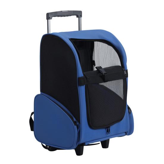 Rolling Pet Carrier, Pet Travel Backpack with Double Wheels & Telescopic Handle, Pet Carrier with Wheels, Pet Travel Carrier for Small Medium Cat Dog