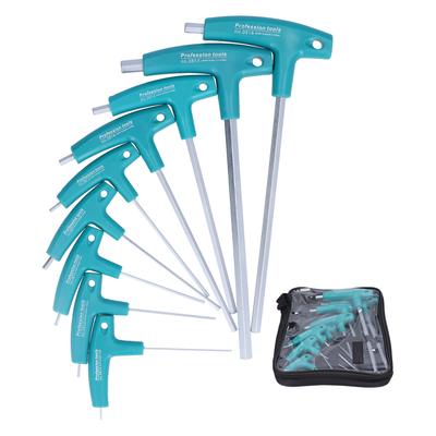 9Pcs Hex Wrench TShape Double Head NonSlip Handle Screw Tightening Tool with Storage Bag