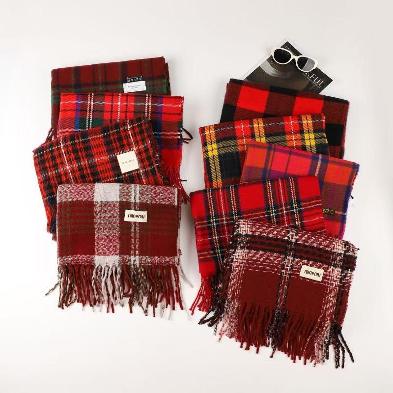 Christmas vibe scarf women's winter new Ankara red scarf long versatile knitted shawl scarf