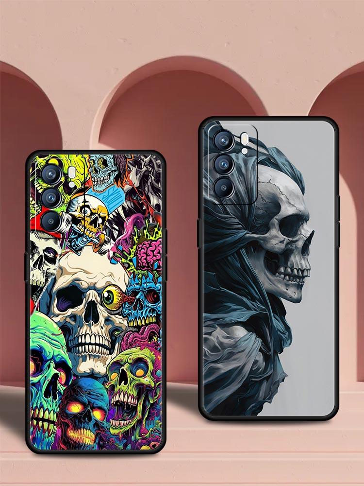 Skeleton Skull Phone Case For Oppo Reno 13 12 11 10 7 F Find X5 X6 A98 A80 A79 A78 A57 A54 A31 A17 Pro 5G Soft TPU Cover Fundas