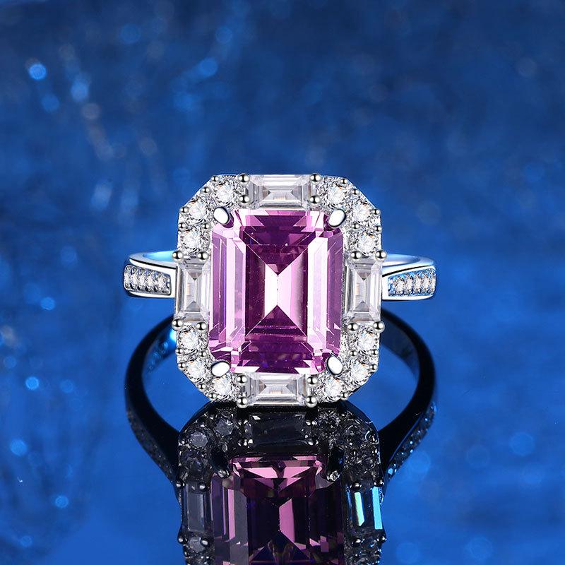 Elegant Pink Gemstone Set: 925 Sterling Silver Pendant, Ring  Earrings in European  American Style