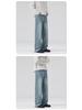 LKTM Men's & Women's Trendy Light Blue Washed Jeans - Versatile Loose Straight Leg Pants for Spring/Summer