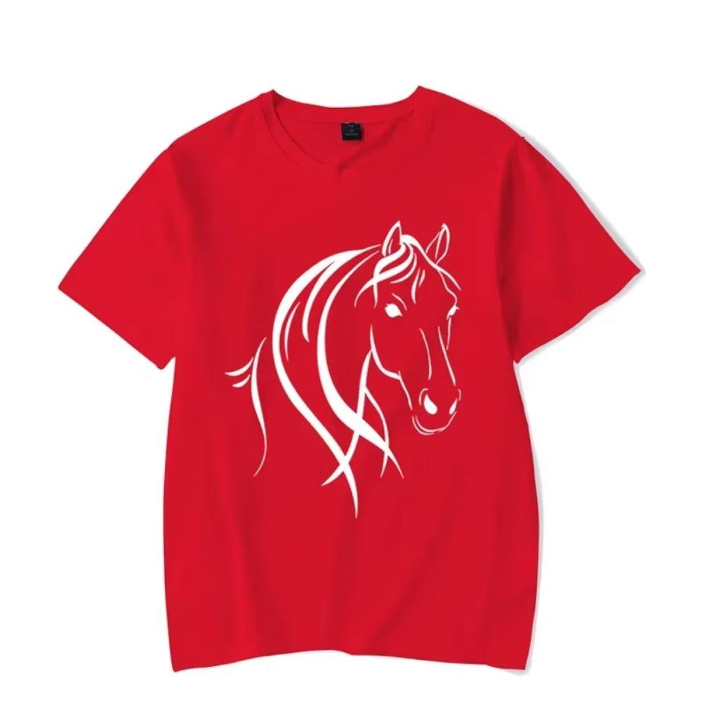 Herren T-Shirt Pferde Kawaii T-Shirt Herren Damen T-Shirt Pferde Grafik Herren T-Shirts Klassisches Oversized T-Shirt Camisetas Masculino